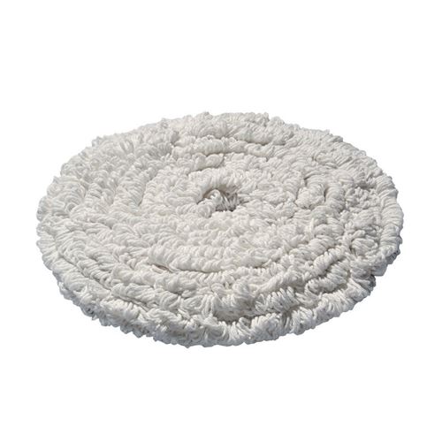 A 17" soft looped yarn bonnet mop for use with a rotary floor cleaning machine for cleaning carpets